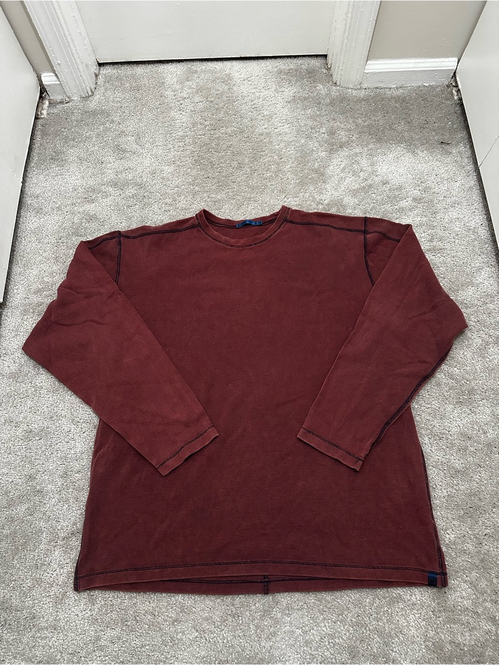 Agave Men's Long-Sleeve Crewneck Shirt in Red Size XLarge MSRP $70